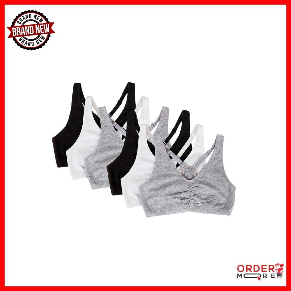 Adjustable Racerback Sports Bra Multi-Pack Soft Cotton Wire-Free